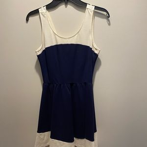 Navy and white mini dress